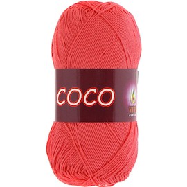 Пряжа Vita-cotton "Coco" 4308 Розовый коралл 100% мерсеризованный хлопок 240 м 50гр