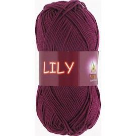 Пряжа Vita-cotton "Lily" 1619 Винный 100% мерсеризованный хлопок 125 м 50 г